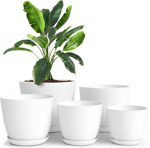 Set plastic plant pots - set, 5