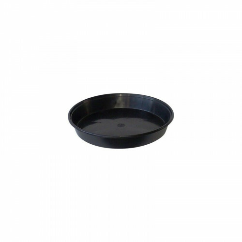 Black round plastic plant - black,