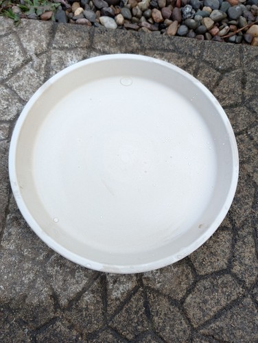 White ceramic plant saucer - white,