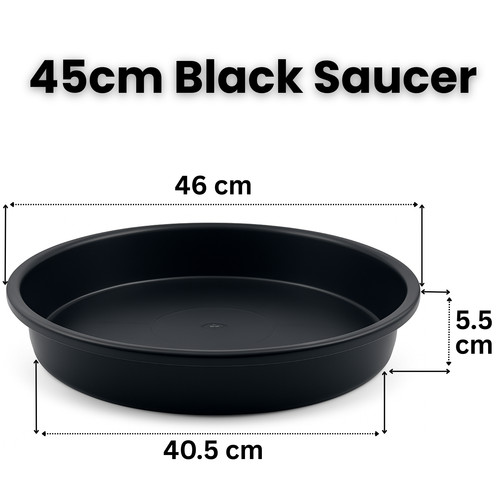 45cm round black plastic - plastic, plant